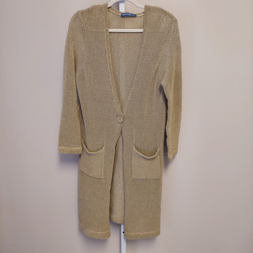 Signature Weekend‎ Knit Longline Duster Cardigan 1X Lagenlook Coastal Boho Beach